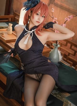 蜜汁猫裘 Cosplay 黑太子旗袍