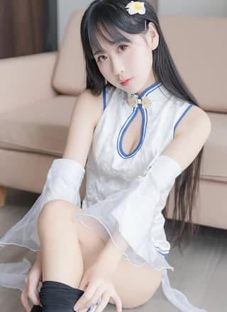 Cosplay 兔玩映画 白色旗袍