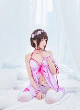[桜桃喵] 加藤惠 Megumi Kato 紫色小睡裙
