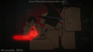 与女巫和召唤出的羊娘进行三人行 [Roblox]