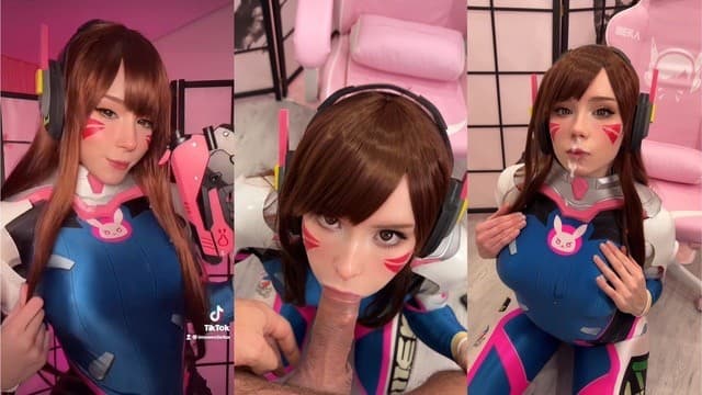 守望先锋 D.Va Cosplay 先帮我口，最后颜射
