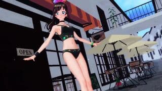 绊爱跳舞中一件件脱光露出奶子