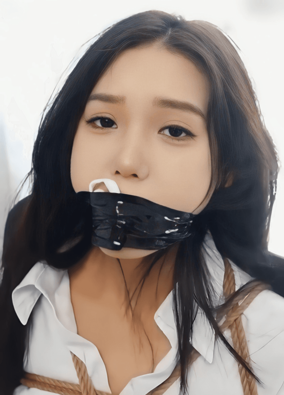 【树屋轻调】封嘴放置控网友定拍，内裤堵嘴四种颜色胶带堵嘴，反绑并腿绑放置，全程挣扎呻吟，棒棒固定QG