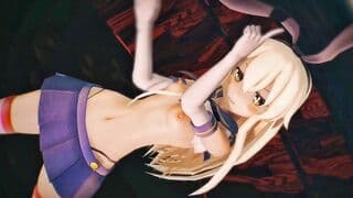 岛风甜甜圈蹲下马尾扫过胸口 [MMD]