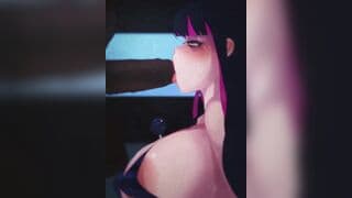 黑色丝袜包裹下的深喉侍奉
