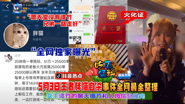 【吃瓜勐料】5月3日王者胖猫自杀事件全网最全整理，女主谭竹的聊天细节和人肉信息曝光