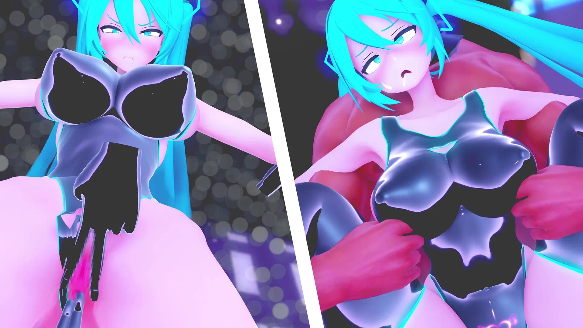 初音黑客入侵前后篇赛车女郎装被扯掉
